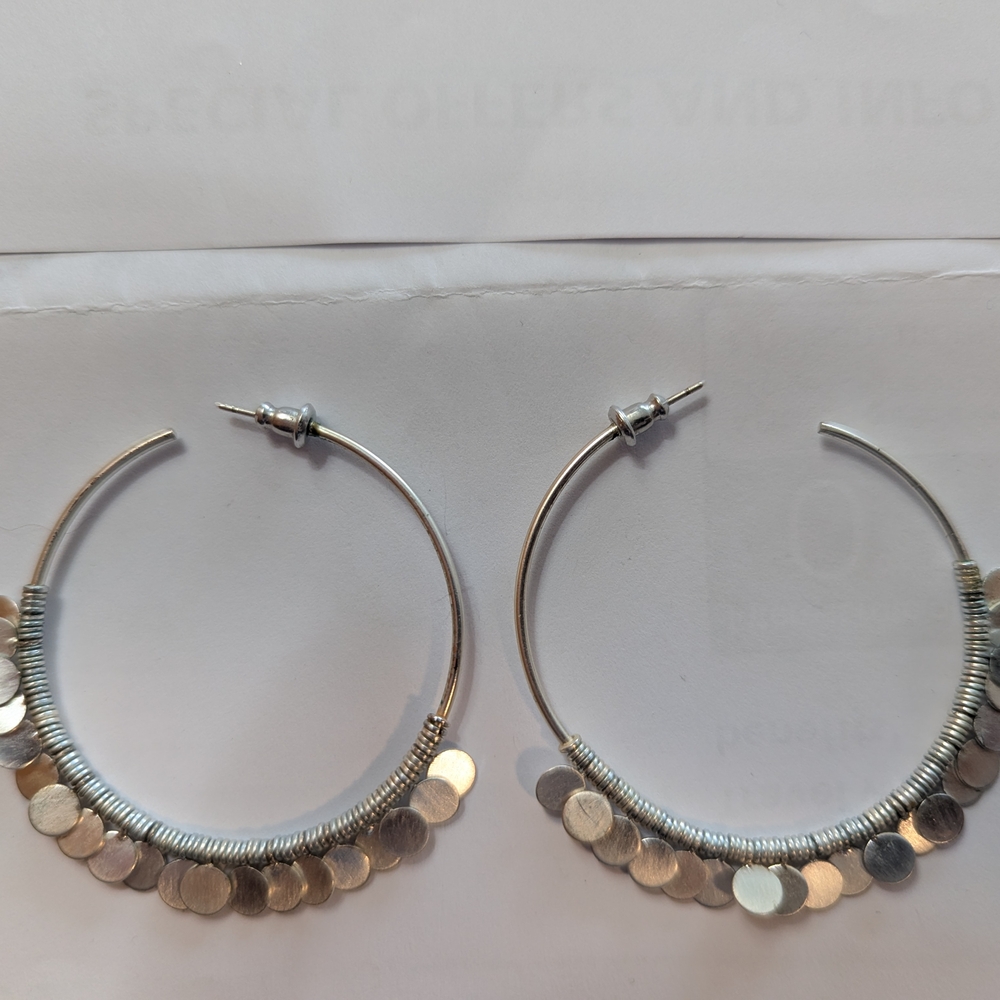 Sleek Hoop Earrings with Disc Embellishments